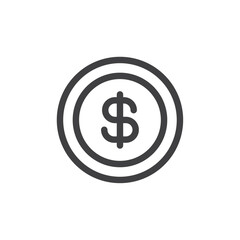 Dollar Coins icon Vector logo outline