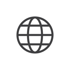 Globe grid icon Vector logo outline