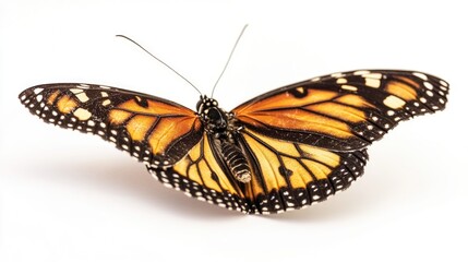 Obraz premium A close-up shot of a butterfly on a white surface, perfect for use in educational or nature-themed projects