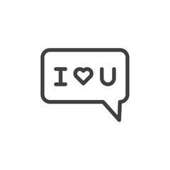 I love you message icon Vector logo outline