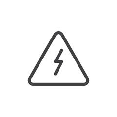 Lightning bolt inside a triangle icon Vector logo outline