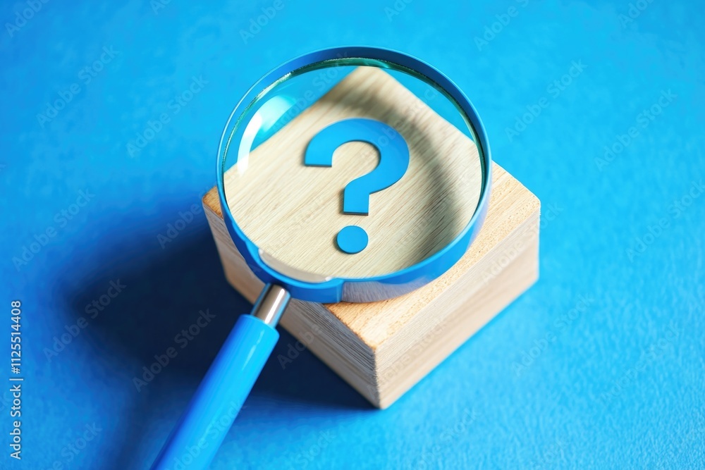 Aufkleber a magnifying glass with a question mark on it, used for examining and seeking answers