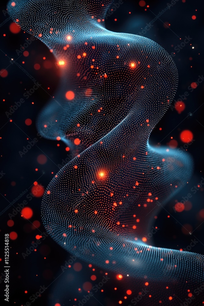 Poster A close-up shot of a spiral shape lit by red lights, suitable for use in abstract designs and futuristic concepts