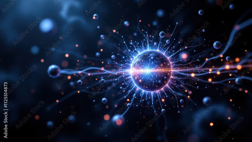 Leinwandbilder high-resolution visualization of a neural network using advanced computer graphics with a focus on r