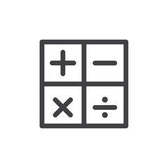 Plus minus multiplication division icon Vector logo outline