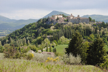 Hillside view of Montone, Umbria, Italy.