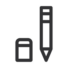 Rubber eraser and pencil icon Vector logo outline