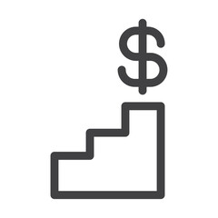 Steps with dollar sign icon Vector logo outline