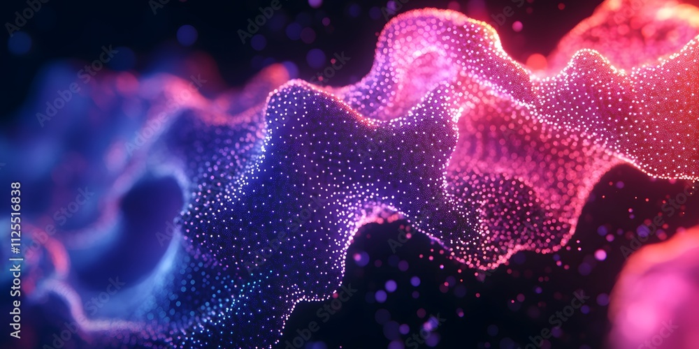 Poster electric neon wave flowing in smooth and vivid curves with colorful gradient light effects forming a
