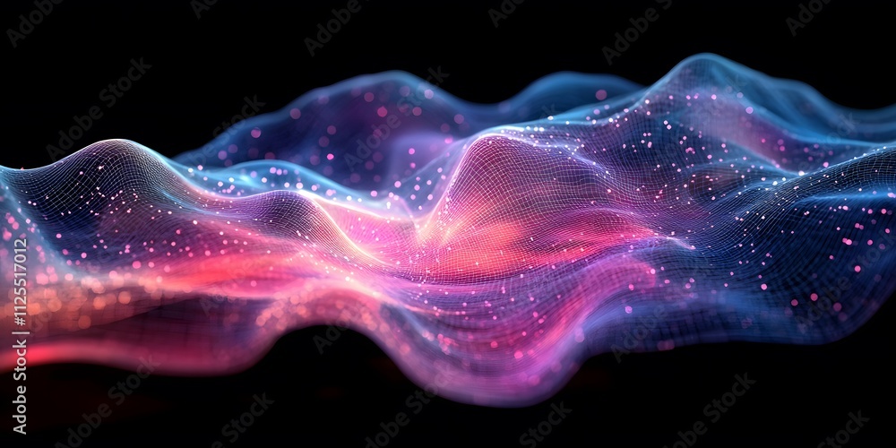 Aufkleber glowing neon particle cloud with vivid gradient and dynamic texture, forming a vibrant and futuristi