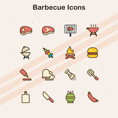 Icons for barbecue and grilling themes