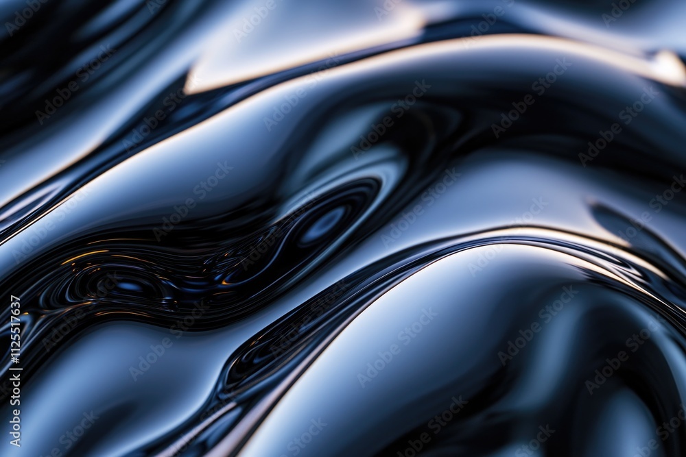 Poster a close-up shot of a black liquid surface with undulating waves and ripples