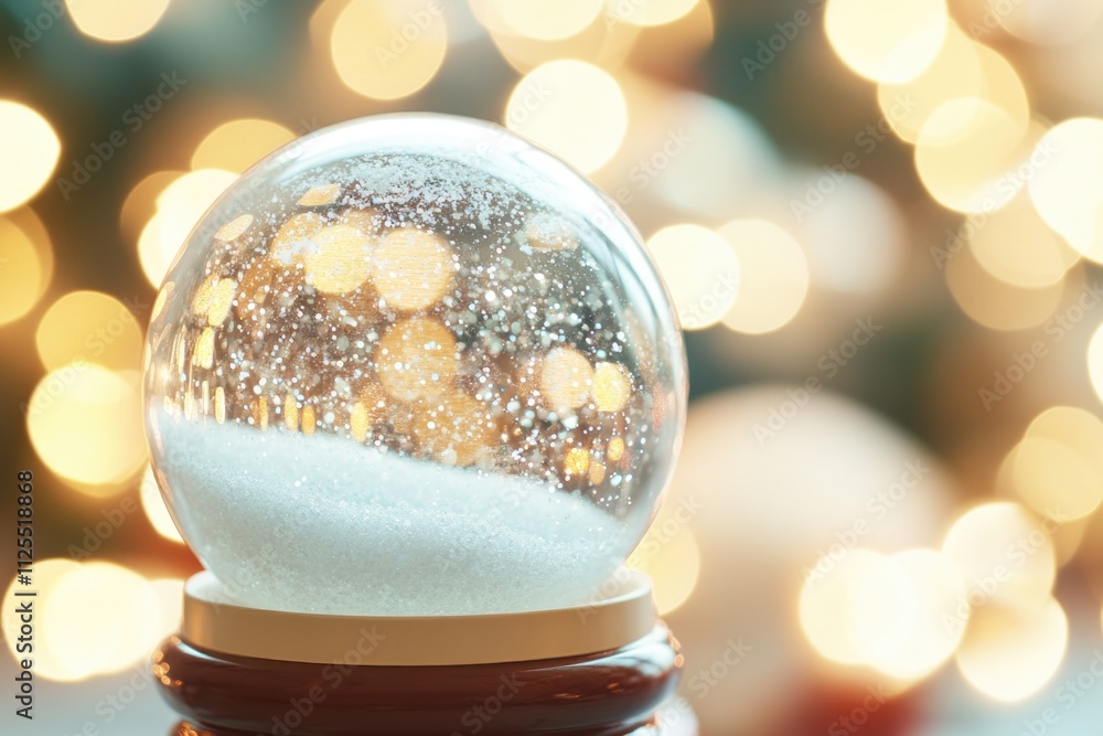 Poster a small snow globe sits on a table
