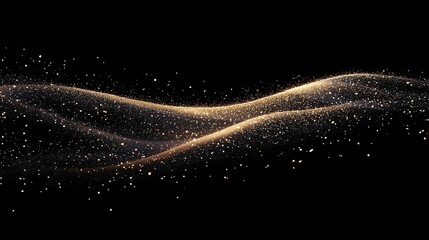 黒い背景とキラキラしたシャンパンピンク色の粒子が波の様に舞うCG画像