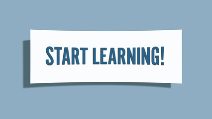 Start Learning. A card isolated on blue background.