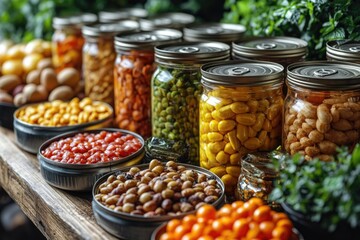 A variety of colorful vegetables arranged on a wooden table, ideal for use in food styling, recipe photography or as a decorative element