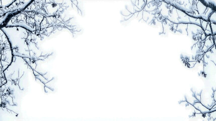 Snow-covered tree branches forming a natural frame against a winter sky