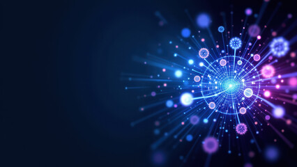 Naklejka premium Spectral particles radiate from a central point within an ethereal, RAG-inspired digital art piece.