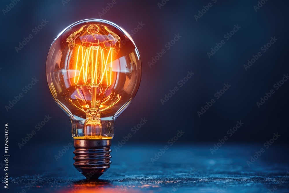 Poster a close-up shot of a light bulb on a table