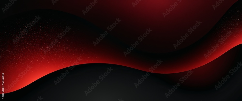 Poster sleek red and black abstract background with flowing waves and subtle gradient
