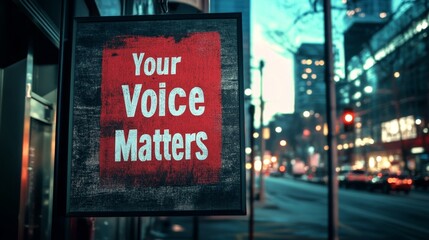 Obraz premium Inspiring Urban Sign: Your Voice Matters