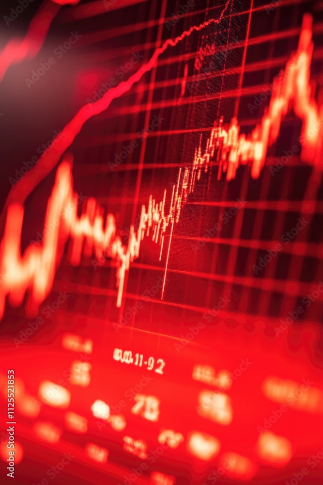 Poster a close-up view of a stock chart displayed on a computer screen, suitable for use in financial or bu