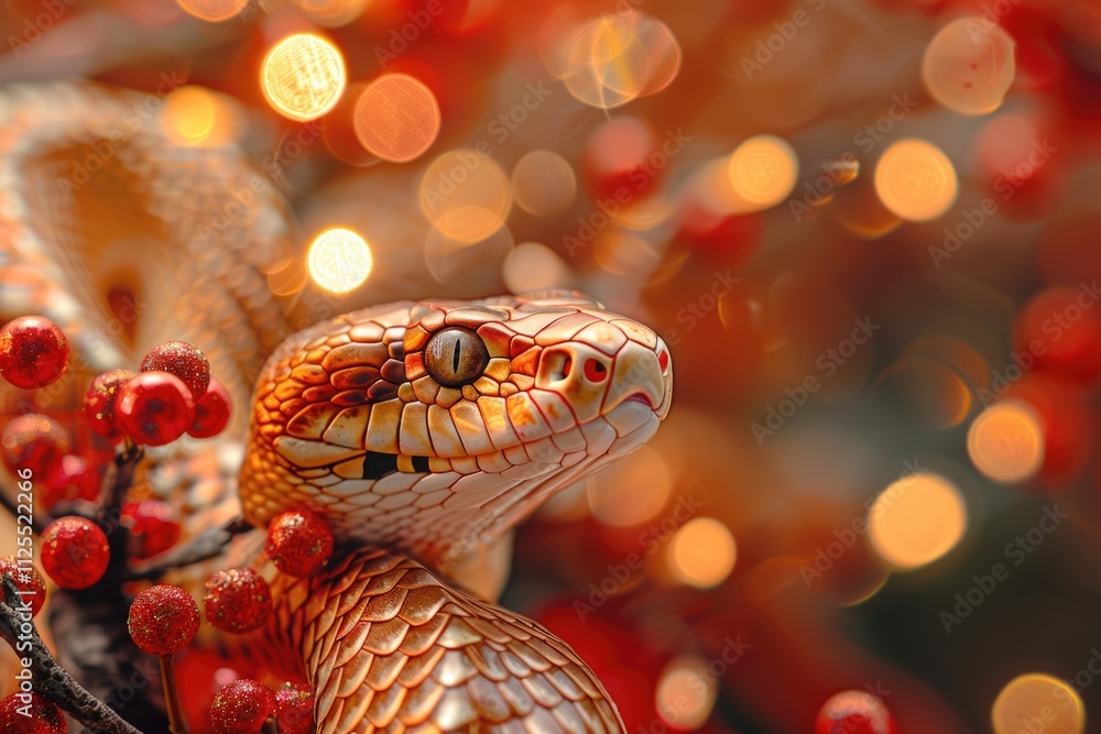 Aufkleber A close-up shot of a snake coiled around a tree branch, highlighting its texture and pattern