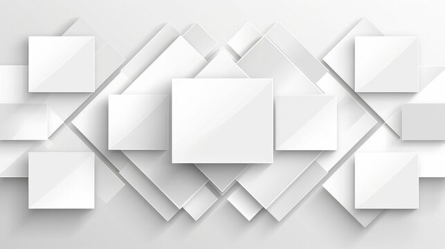 Fototapeta Illuminated abstract geometric 3d white texture wall featuring glowing squares and cubes design