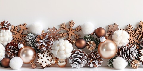 A festive table decorated with various Christmas items