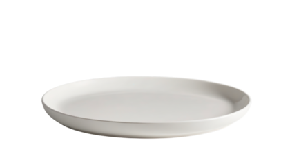 PNG of Minimalist white round plate showcasing modern design and simplicity on transparent background