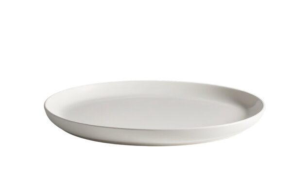 PNG of Minimalist white round plate showcasing modern design and simplicity on transparent background