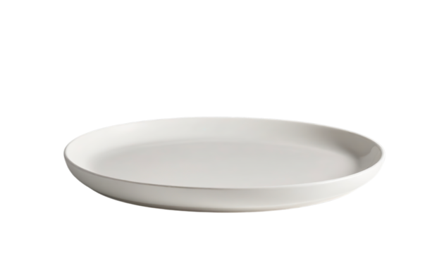 PNG of Minimalist white round plate showcasing modern design and simplicity on transparent background