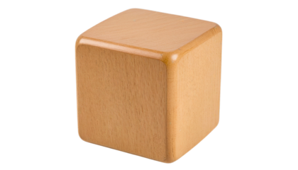 PNG of Simple wooden cube with a smooth finish, showcasing natural wood grain and a clean design on transparent background