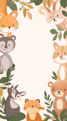 Fototapeta premium Adorable Forest Animals in a Frame