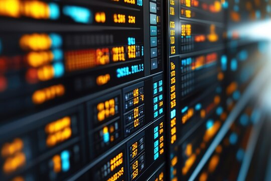 A close-up shot of a brick-like wall covered in numbers, useful for financial or statistical illustrations