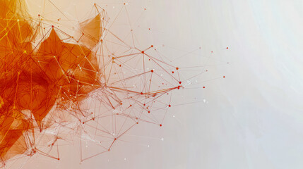 Abstract geometric network with orange and red connected dots and lines on light background