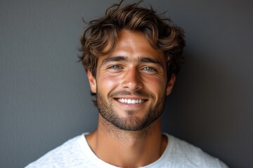 Obraz premium A man with a beard is smiling directly at the camera