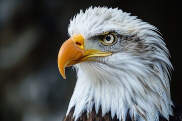 Fototapeta premium A close-up view of an eagle's head with blurred background, great for wildlife or nature-themed projects