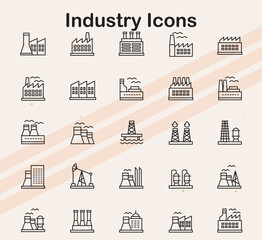 Icons representing various industries and their processes  perfect for industrial-themed projects.