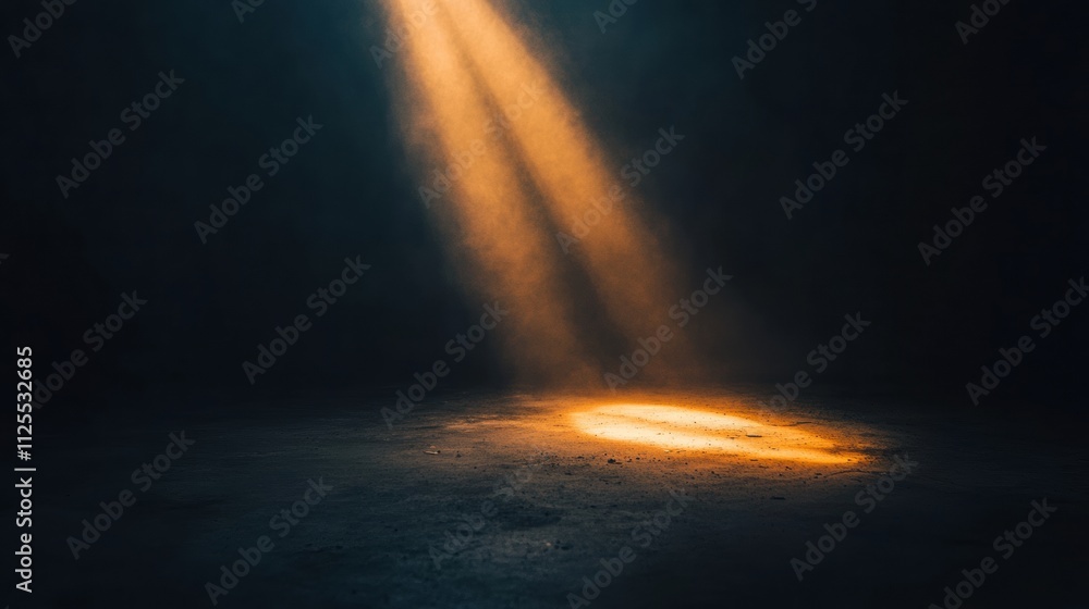 Aufkleber In a dimly lit space, a small beam of light pierces the darkness, creating a stark contrast with the emptiness around, inviting contemplation. Generative AI