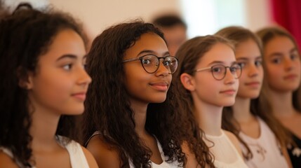 Fototapeta premium Attentive Young Students in a Classroom Setting