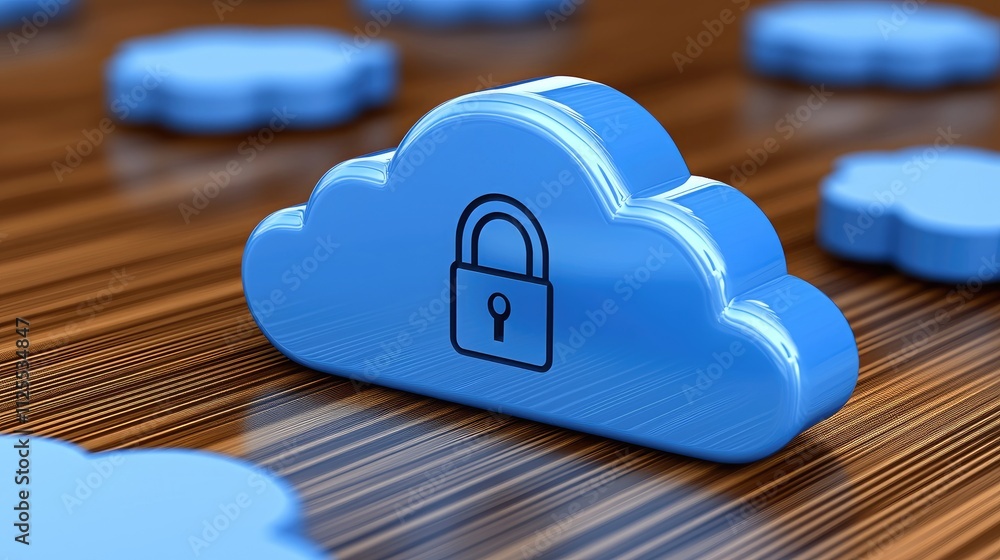 Poster cloud security implementation strategies technology sector infographic digital workspace top-down vi