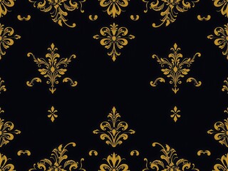 Luxurious seamless golden floral wallpaper with intricate design and shimmering details, golden, luxury
