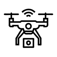 drone icon displayed on a clean white background, symbolizing modern technology and innovation.