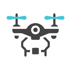 Obraz premium drone icon displayed on a clean white background, symbolizing modern technology and innovation.