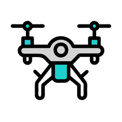 Obraz premium drone icon displayed on a clean white background, symbolizing modern technology and innovation.