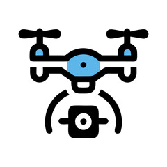 drone icon displayed on a clean white background, symbolizing modern technology and innovation.