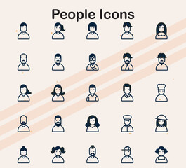 Icons illustrating people in various roles and activities  suitable for business  community  and human resources projects.