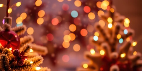 Vibrant array of colorful Christmas lights creating a festive holiday background, merry, ornamental