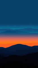 Fototapeta premium Minimalist Abstract Landscape with Sunset and Rolling Hills, Modern Artwork Design